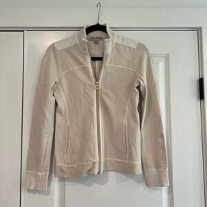 Tommy‎ Bahama Women's Full Zip Light Beige 100% Cotton Sweatshirt Size XXS
